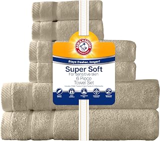 Arm & Hammer Super Soft Bath Towel Set, 6 Piece, Khaki