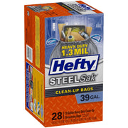 SteelSak Heavy Duty Large Clean-Up Trash Bags by Hefty – 28 Count (Pack of 1), 39.0 gallons, Steel, Black, Model E24530