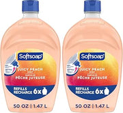 Softsoap Juicy Peach Liquid Hand Soap, Kitchen and Bathroom Hand Soap, Rich Fruity Scent, 50 fl oz Refill Bottle (Pack of 2)