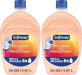 Softsoap Juicy Peach Liquid Hand Soap, Kitchen and Bathroom Hand Soap, Rich Fruity Scent, 50 fl oz Refill Bottle (Pack of 2)