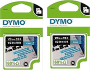DYMO Authentic D1 Labels 1/2-Inch x 23-Foot Roll Black Print on White Self-Adhesive For LabelManager Label Makers 2-Pack