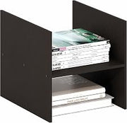 Furinno Cubicle H-Shelf Cube Insert, 2-Tier Cube Organizer, Dark Oak