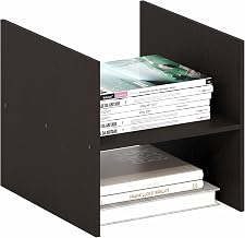 Furinno Cubicle H-Shelf Cube Insert, 2-Tier Cube Organizer, Dark Oak