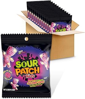 Sour Patch Kids Glow Ups Strawberry-Watermelon Soft & Chewy Gummy Candy, Bulk Candy, 12 - 3.08 oz Bags