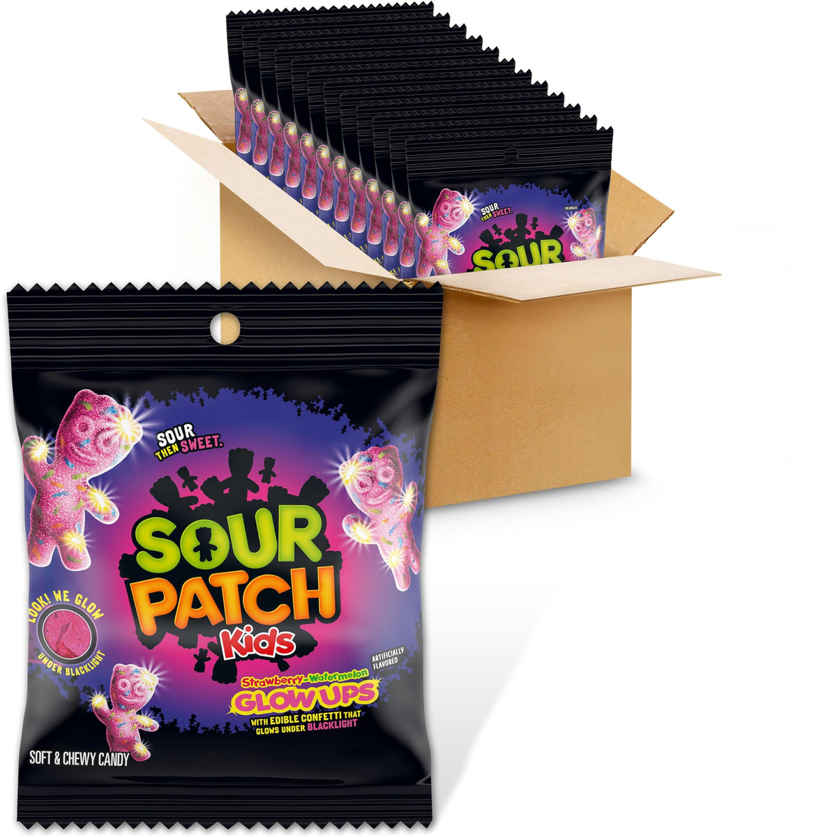 Glow Ups Strawberry-Watermelon Soft & Chewy Gummy Candy by Sour Patch Kids – Bulk