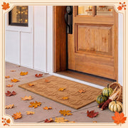 Dunzy Pumpkin Doormat, Beige Embossed Design, 30 x 17 Inch