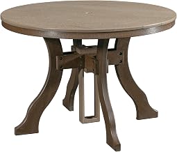 American Furniture Classics Model 44R-D-WWTB Dining Height Round Table in Weatherwood with a Tudor Brown Base, Made in The USA