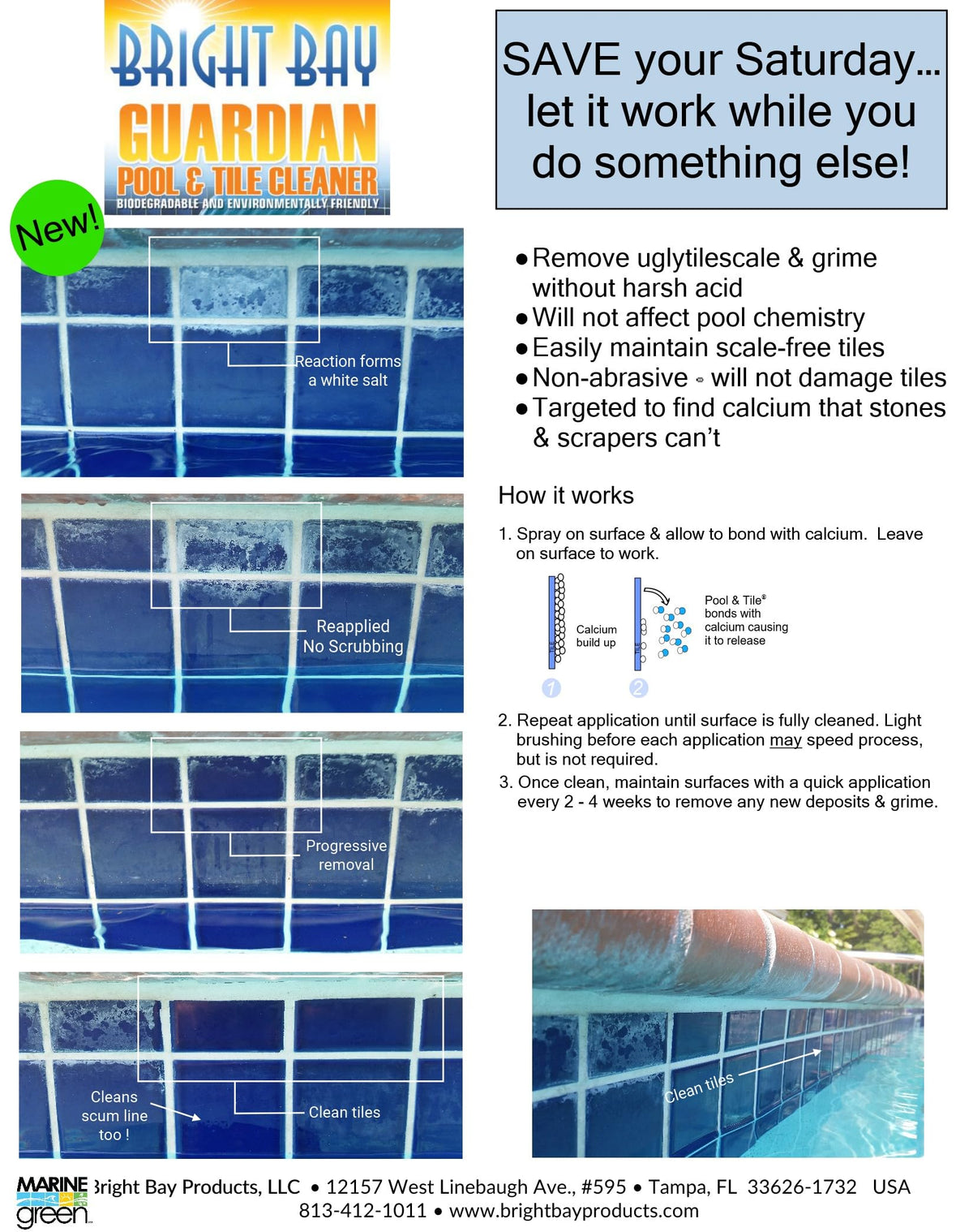 Pool & Tile Cleaner by Guardian – 4 Count (Pack of 1), Stone, Model P1128CS