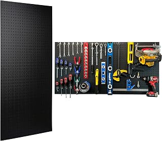Triton Products Heavy Duty Pegboards - Set of 2 Duraboard Wall Panels for Home, Office, Garage, Storage and Organization, 24" x 48" x 1/4" (Black)