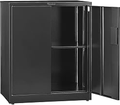 Global Industrial EZ Assemble Steel Storage Cabinet, 36" W x 18" D x 42" H, Black