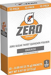 Gatorade G Zero Powder Packets Orange 20oz 10ct