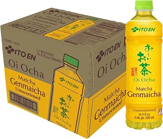 ITO EN Oi Ocha Unsweetened Matcha Genmaicha Green Tea, 16.9 Fluid Ounce (Pack of 12), Low Calorie