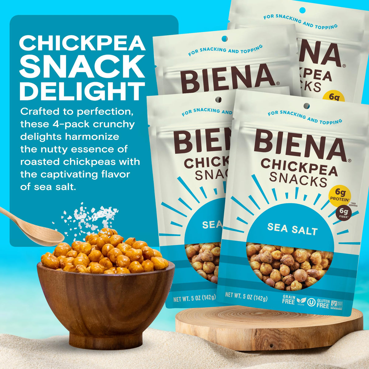 BIENA Sea Salt / 5 Ounce (Pack of 4) / brown Vegetable