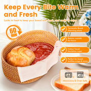 ZAMQIU Bread Warmer Basket with Terracotta Stone, 12.7 x 8.2 Inch Oval, Brown
