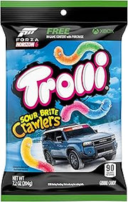 Trolli Sour Brite Crawlers Candy, Sweet & Sour Gummy Worms, 7.2 oz | Cherry-Lemon, Strawberry-Grape, Orange-Lime sour gummy worms, party candy, sharing, snacking