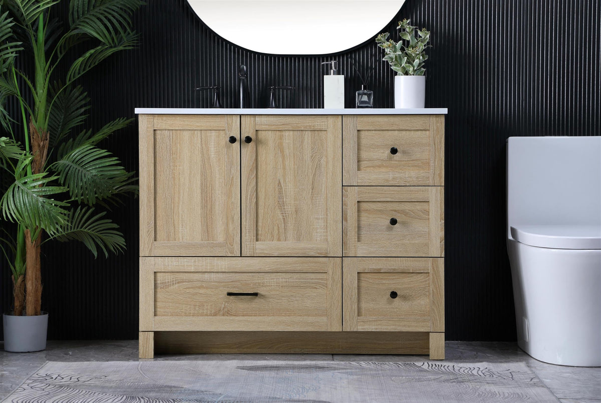 Mango Wood Bathroom Vanity - Soma Collection by by Elegant Lighting – Engineered Wood, Mango Wood, Model VF2842MW