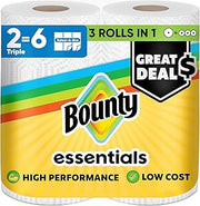 Bounty Essentials Select-A-Size Paper Towels, White, 2 Triple Rolls = 6 Regular Rolls (Packaging May Vary)