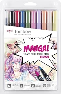 Tombow Abt-10c - Manga2 Fibre Painter, Dual Brush Pen with Two Tips, 10-He Manga Shojo Set