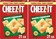 Cheez-It Cheese Crackers, Baked Snack Crackers, Lunch Snacks, Family Size, White Cheddar, 21oz Box (1 Box) (Pack of 2)