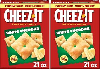 Cheez-It Cheese Crackers, Baked Snack Crackers, Lunch Snacks, Family Size, White Cheddar, 21oz Box (1 Box) (Pack of 2)