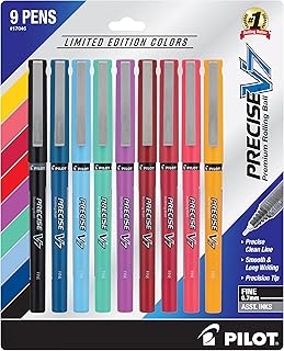 PILOT Precise V7 Rollerball, Limited Edition Assorted Colors, Pack of 9