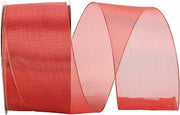 Reliant Ribbon 60097W-065-40J Mesh Classic Wired Edge Ribbon, 2-1/2 Inch X 25 Yards, Red