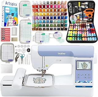 Brother PE900 5" x 7" Embroidery Machine All-in-One Bundle with 5 Embroidery Hoops, 80 Embroidery Threads & Deluxe Accessory Kit