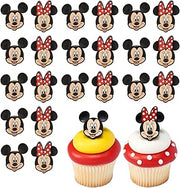DecoPac Disney's Mickey Mouse and Minnie Mouse Rings, 24 Classic Disney Cupcake Decorations, Cake Toppers For Birthday, Parties, Celebrations - 24 Pack