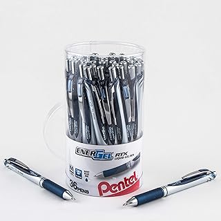 Pentel EnerGel RTX Retractable Liquid Gel Pen Canister, Navy Blue Ink (BL77PC36CA) (Pack of 1, 36 Count Total)