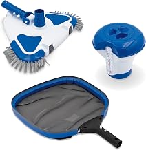 Polaris 3-Piece Manual Cleaning Kit for Spas and Hot Tubs | Includes Leaf Skimmer, 3-Wheel Triangle Vacuum Head with Brushes, and Floating Chemical Dispenser with Thermometer