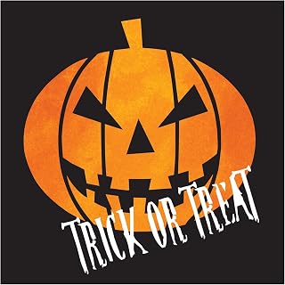 Creative Converting Creepy Night Beverage Napkins, Orange/Black