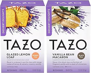 TAZO Tea Bags, Glazed Lemon Loaf Herbal Tea, & Vanilla Bean Macaron Black Tea 15CT (1ea) (Variety Pack)