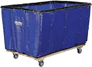 Global Industrial Vinyl Basket Bulk Truck, 12 Bushel Capacity, Blue | 36-1/4"L x 24-3/4"W x 32-1/4"H, Rolling Laundry Cart, Mail Handling Cart with Swivel Rubber Casters