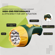 GoGreen Power () 15 LED Rechargeable Flashlight by Power By GoGreen – 1 EA, Plastic, Yellow/Green, Model GG-113-15RC