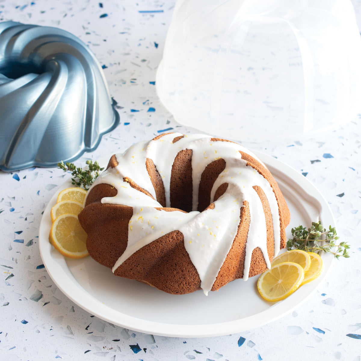 Formed Swirl Bundt with Keeper by Nordic Ware – 10 Cup, 10.0 cups, Aluminum, Twilight Blue with Keeper, Model 52022AMZM