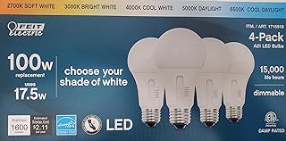 Feit Electric White 17.5W LED Bulb 1600 Lumens,1 Count (Pack of 4)