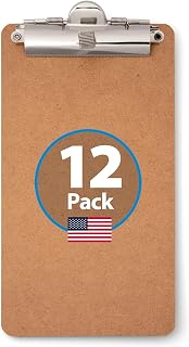 Officemate Receipt Clipboards, 5 x 9.3-Inch Memo Size, Top Metal Clip, Portable Writing Boards for Receipts, Order Slips, Guest Checks, and Small Forms, 12-Pack, Brown