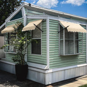 3' New Orleans (40.5"-24"-16") Fixed Awning with Spear Arms by Awntech – 40.5"W x 24"H x 16"D, Acrylic Linen, Tan, Model NO21-AZ-3T