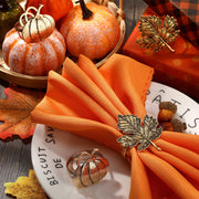 Patelai Napkin Rings, 12 Pack Metal, Bronze Maple Leaf Pumpkin