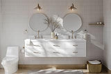 ARIEL Hutton 72-inch Bathroom Vanity with Sink,Solid Wood, 1.5-inch Pure White Quartz Countertop & Backsplash, Double Rectangular Porcelain Sink, 3 Dovetail Drawers, White