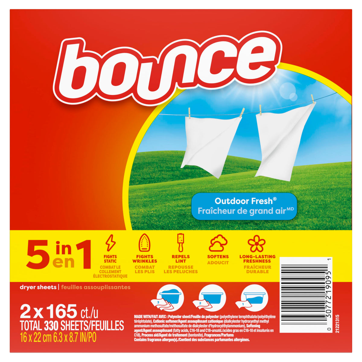 Dryer Sheets by Bounce – 330 Count (Pack of 3), Pack of 3, Model P_15304