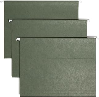 SMEAD Hanging File Folder, 1/5-Cut Adjustable Tab, Letter Size, Standard Green, Hanging Folders for Filing Cabinets, File Organizer Folder, 25 Count