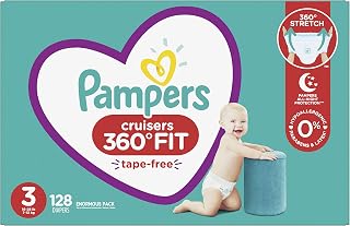 Diapers Size 3, 128 Count - Pampers Cruisers 360° Fit Disposable Baby Diapers, Enormous Pack (Packaging May Vary)