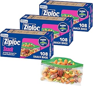 Ziploc Snack Bags, Easy Open and Close, Small Plastic Storage Bags, 324 Bags Total