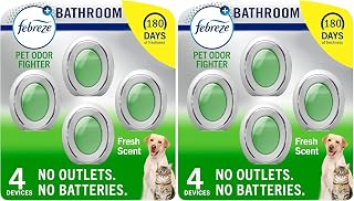 Febreze Multicolor Bathroom Air Freshener,Odor-Fighting,Plug in Alternative,Air Fresheners for Home,Bathroom,Kitchen,and Closet,Heavy Duty Pet Scent,4 Count (Pack of 2)