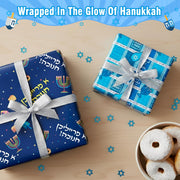 Cherubfunz Hanukkah Gift Wrap, 4 Rolls, 93 Square Feet Total, Multicolor