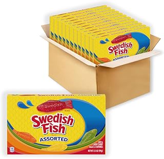 Swedish Fish Assorted Soft & Chewy Gummy Candy, Bulk Candy, 12 Boxes