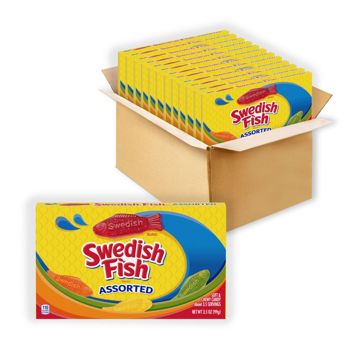 Assorted Soft & Chewy Gummy Candy by Swedish Fish – 3.5 Ounce (Pack of 12), Assorted,Red, Pack of 12, Model 70462098365