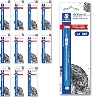 STAEDTLER Mars Plastic Eraser Refills - 12 Pack | Latex-Free Erasers, Replacements for Refillable Holder, Home, School & Office, Blue