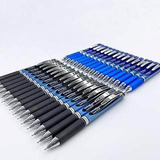 Pentel EnerGel RTX Retractable Liquid Gel Pen, 0.5mm, Fine Line, Needle Tip, Value Set of 30 pens (15 Black ink and 15 Blue ink)